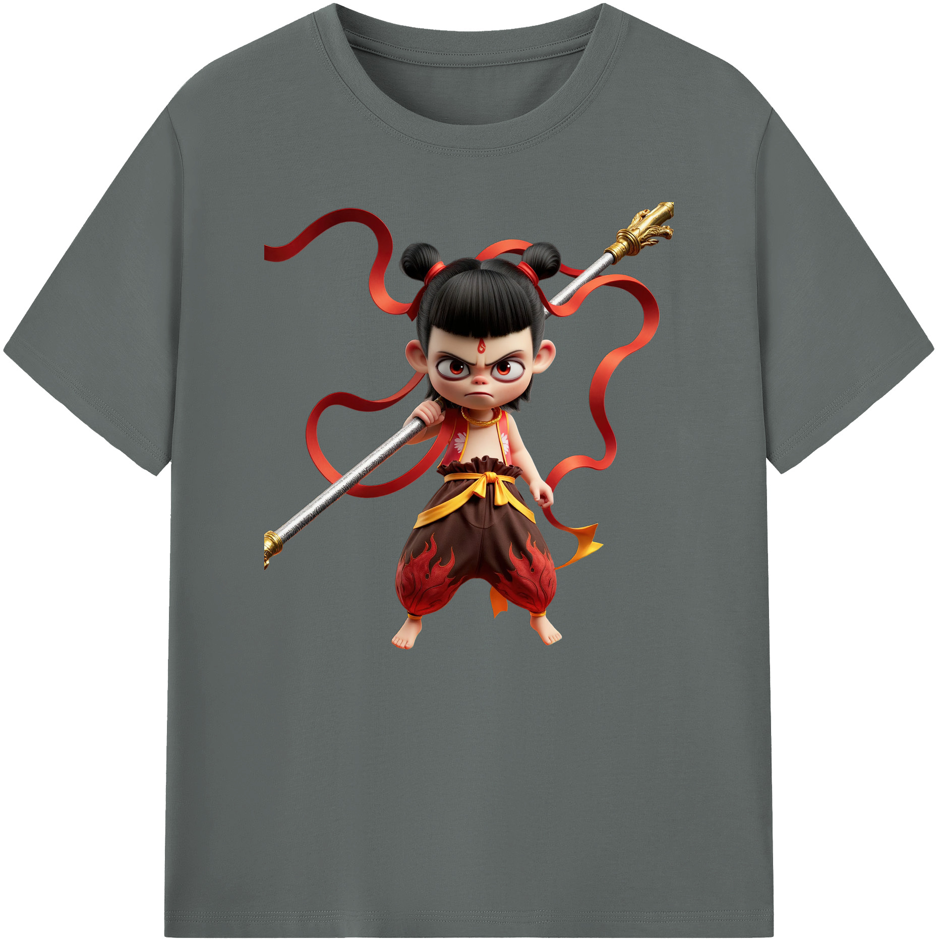 （画像用） Ne Zha 2 ナタ 魔童の大暴れ 綿100％ メンズ半袖Tシャツ｜肌触りやわらか＆通気性